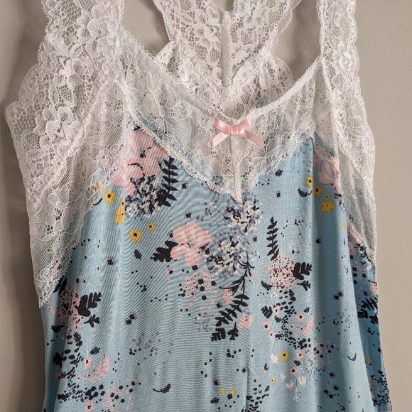 Honeydew Intimates Ahna Chemise Keyhole Lace Back Mint Tea Floral M - Picture 7 of 12